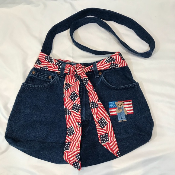 🐈OKC🐈 NWOT Route 66 Teddy Bear Denim Jean Purse - Picture 16 of 16